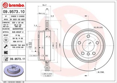 BREMBO 09.9573.11 DISCO DE FRENADO  