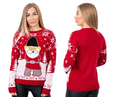 Sweter świąteczny z Mikołajem śnieżynki