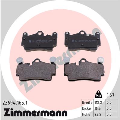 ZIMMERMANN 23694.165.1 КОМПЛЕКТ КОЛОДОК ТОРМОЗНЫХ,