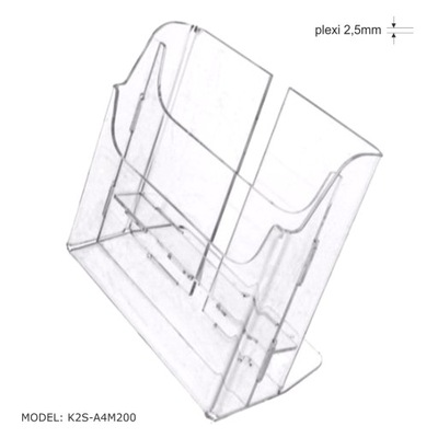 2 A4 Kieszeń stojąca Kaskadowa na ulotki z PLEXI M