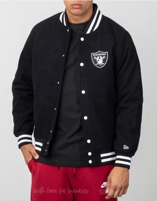 Oakland Raiders NFL ORYGINALNA WEŁNIANA KURTKA Bomber New Era S/M