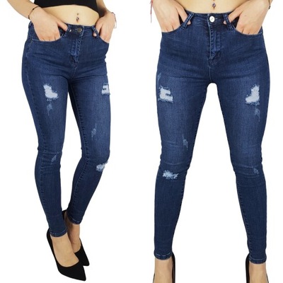 DAMSKIE SPODNIE JEANS DOPASOWANE Przetarcia New 3