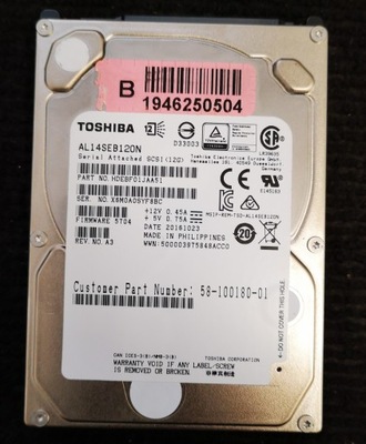 Dysk Toshiba AL14SEB120N 1200 GB 2,5" SAS