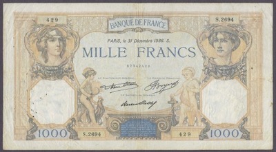 Francja - 1000 franków 1936 (VG)