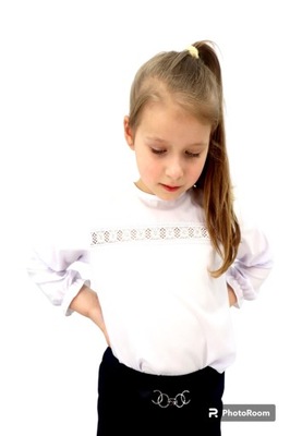 Elegancka biała bluzka dziewczynka 146 cm