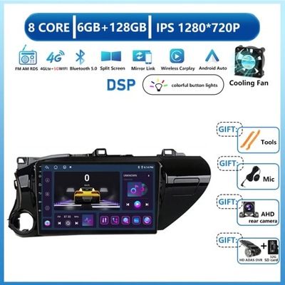 RADIO DE AUTOMÓVIL CON NAVEGACIÓN GPS ANDROID13 PARA TOYOTA HILUX REVO VIGO IMV 2016-2020  