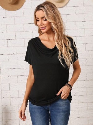 SHEIN T-shirt z lejącym dekoltem czarny XL 42