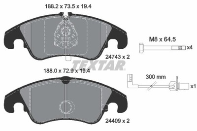 КОЛОДКИ ТОРМОЗНЫЕ VW ПЕРЕД A4/A5 07-/A6 09- ДИСК 320MM 2474301