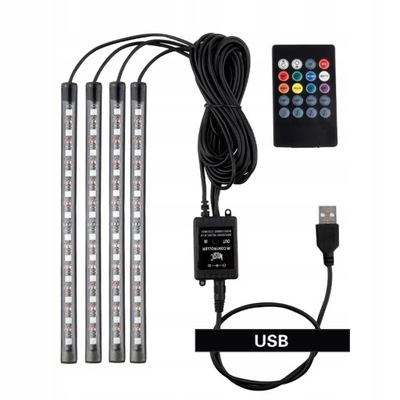 ILUMINACIÓN INTERIOR AUTO RGB CORREAS DIODO LUMINOSO LED CON PILOTEM  