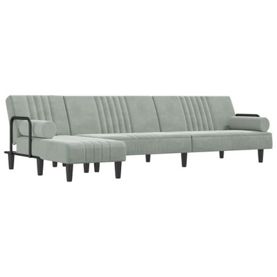 Sofa rozkładana L, jasnoszara, 260x140x70 cm, aks