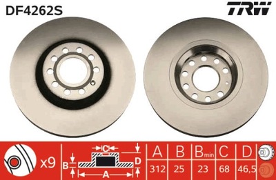 DISCO DE FRENADO TRW DF4262S  