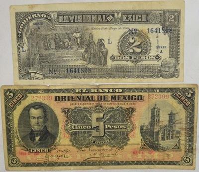 1.fu.Zest.Meksyk, Banknoty szt.2, St.3+, 3/3+