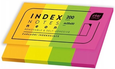 Zakładki indeksujące 4x20x50 neonowe 200k Interduk