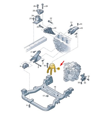 Vw transporter vi t6 rear двигатель mounting 7e0199849b фото №1
