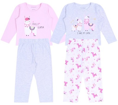 2 x Szaro - różowa piżama w lamy 3-4 lat 104 cm