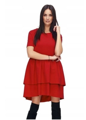 Sukienka z falbanami Numinou NU89 czerwona 36