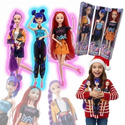 LALKI K-POP DEMON HUNTERS 30 CM ZESTAW 3 LALEK Z MUZYKĄ | FASHION GIRLS