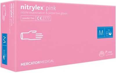 Rękawiczki Mercator Medical Nitrylex Pink r. M różowe 100 sztuk