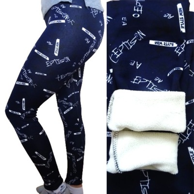 Legginsy ocieplane dziewczęce THERMO polar futerkiem GETRY spodnie 140-146