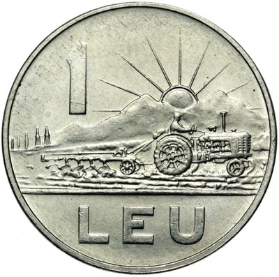 Rumunia - Republika - 1 Leu Lej 1966 TRAKTOR PŁUG