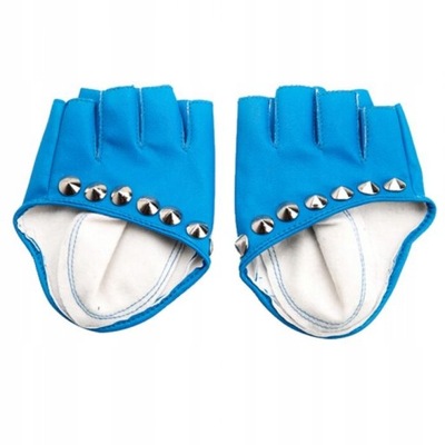 rękawiczki bez palców z ćwiekami błękitne