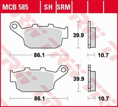 ZAPATAS DE FRENADO TRW MCB585SRM  