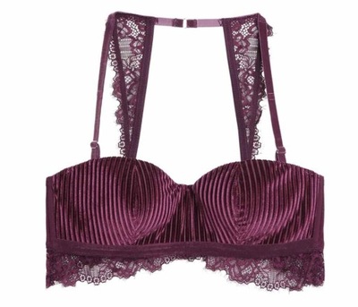 INTIMISSIMI VELVET STRIPES WELUR BALKONETKA biustonosz aronia 75B