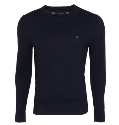 TOMMY HILFIGER sweter męski, wełniany, granatowy, S