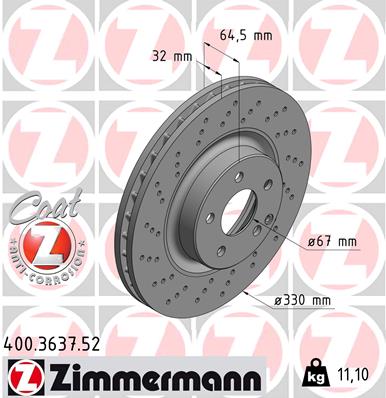 ZIMMERMANN 400.3637.52 ДИСК ТОРМОЗНОЙ