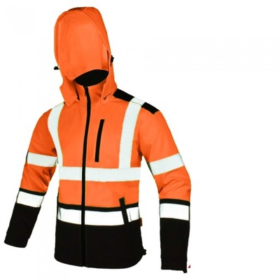 KURTKA SOFTSHELL ODBLASKOWA PASY POMARAŃCZOWA SOFTREF r. L