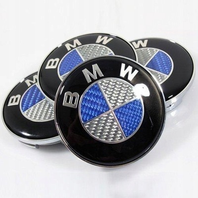 BMW 68MM TAPA CARBÓN AZUL 68 MM 4 PIEZAS  