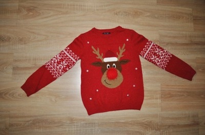 NEXT świąteczny sweterek RENIFEREK 146 BDB