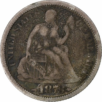 USA, Dime, Seated Liberty, 1873, Philadelphia, Sre