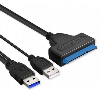 KABEL ADAPTER PRZEJŚCIÓWKA SATA 22 PIN DYSK HDD SSD USB 3.0 + USB 2.0