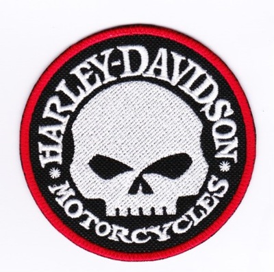 VAR naszywka HARLEY - DAVIDSON 10 cm SKULL biało-czerwona 