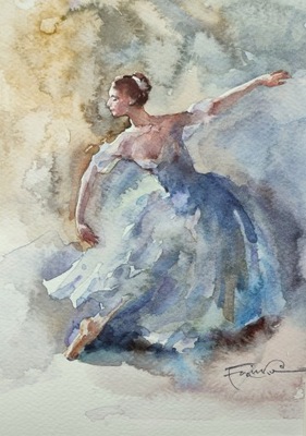 "Baletnica", akwarela Aleksandra Franko