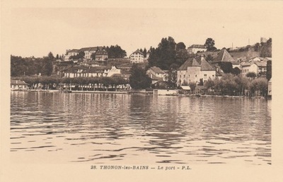 1705.Francja Thonon-les-Bains,Widok na Port,Przedwojenna Pocztówka
