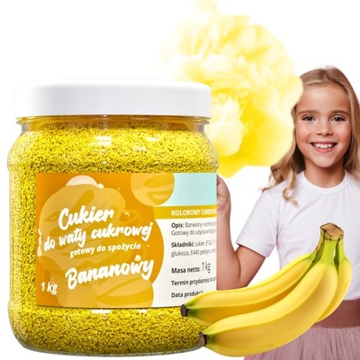 Kolorowy CUKIER DO WATY CUKROWEJ 1kg BANANOWY