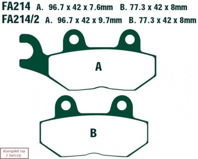 ZAPATAS DE FRENADO EBC FA214/2V V-PAD (KPL. NA 1 TARCZE), EBC, FA214/2V.  