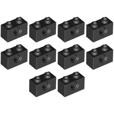 LEGO belka 1x2 Otwór Technic czarny 370026 3700 - 10 sztuk