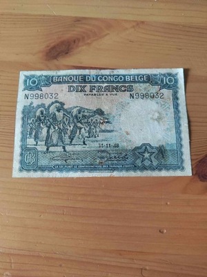 Kongo Belgijskie - 10 Franków - 1948 - bardzo rzadki
