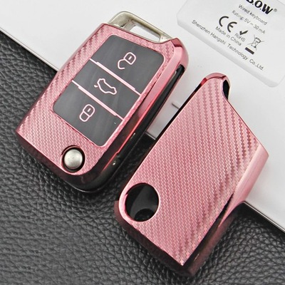 PINK KEY CASEFOR VOLKSWAGEN VW TIGUAN POLO T-ROC GOLF7 MK7 FOR SKODA KODIAQ  