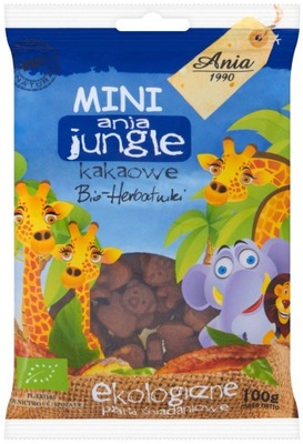 Ciasteczka KAKAOWE Mini ZOO Jungle Herbatniki Ania Ekologiczne Zwierzaki