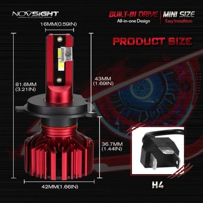 СВЕТ АВТОМОБИЛЬНЫЙ СВЕТОДИОД LED NOVSIGHT 2 БЛОКА (1 PA фото