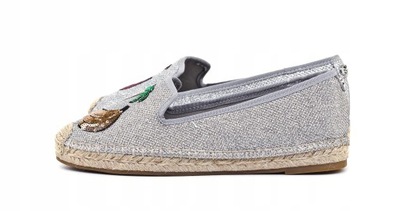 ORYGINALNE BUTY ESPADRYLE GUESS SREBRNE 35