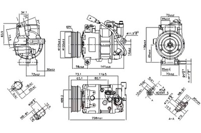 NISSENS KOMPRESORIUS KONDICIONAVIMO VW MULTIVAN T5 TRANSPORTER T5 2.0D 