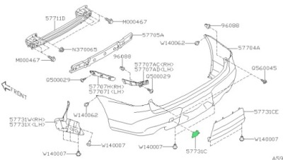 Заглушка бампера заднего na hak subaru ascent 18- фото №1