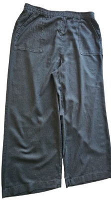 Papaya spodnie lniane czarne szeroka nogawka 44