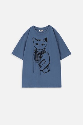T-shirt Chłopięcy 146 Basic niebieski Mokida