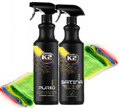 K2 PURIO SATINA PŁYN DRESSING DO CZYSZCZENIA PLASTIKÓW KOKPITU MIKROFIBRA